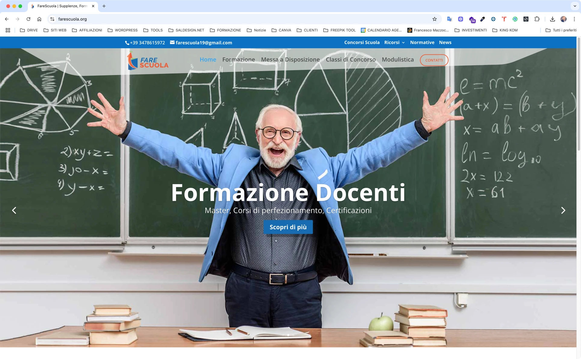 Screen della homepage del sito Fare Scuola