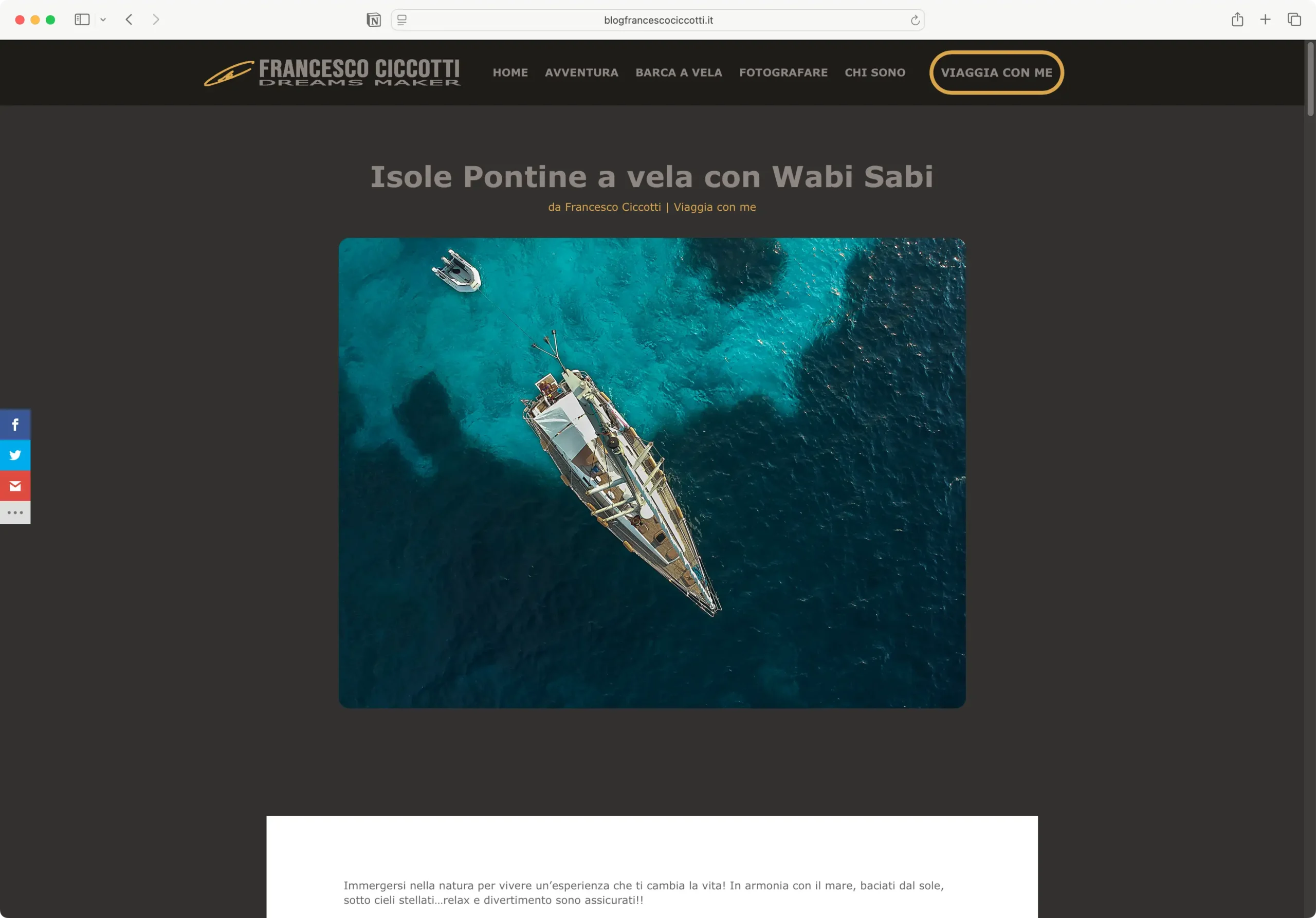 Viaggio con Barca a vela per le isole Pontine con Francesco Ciccotti