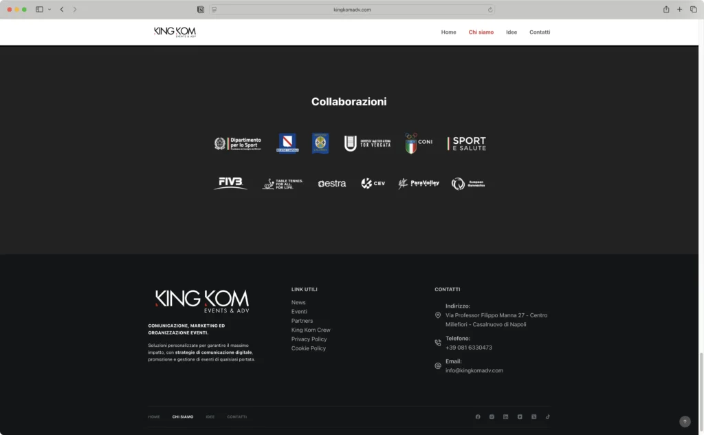 Screen delle collaborazioni che sono su sito King Kom ADV