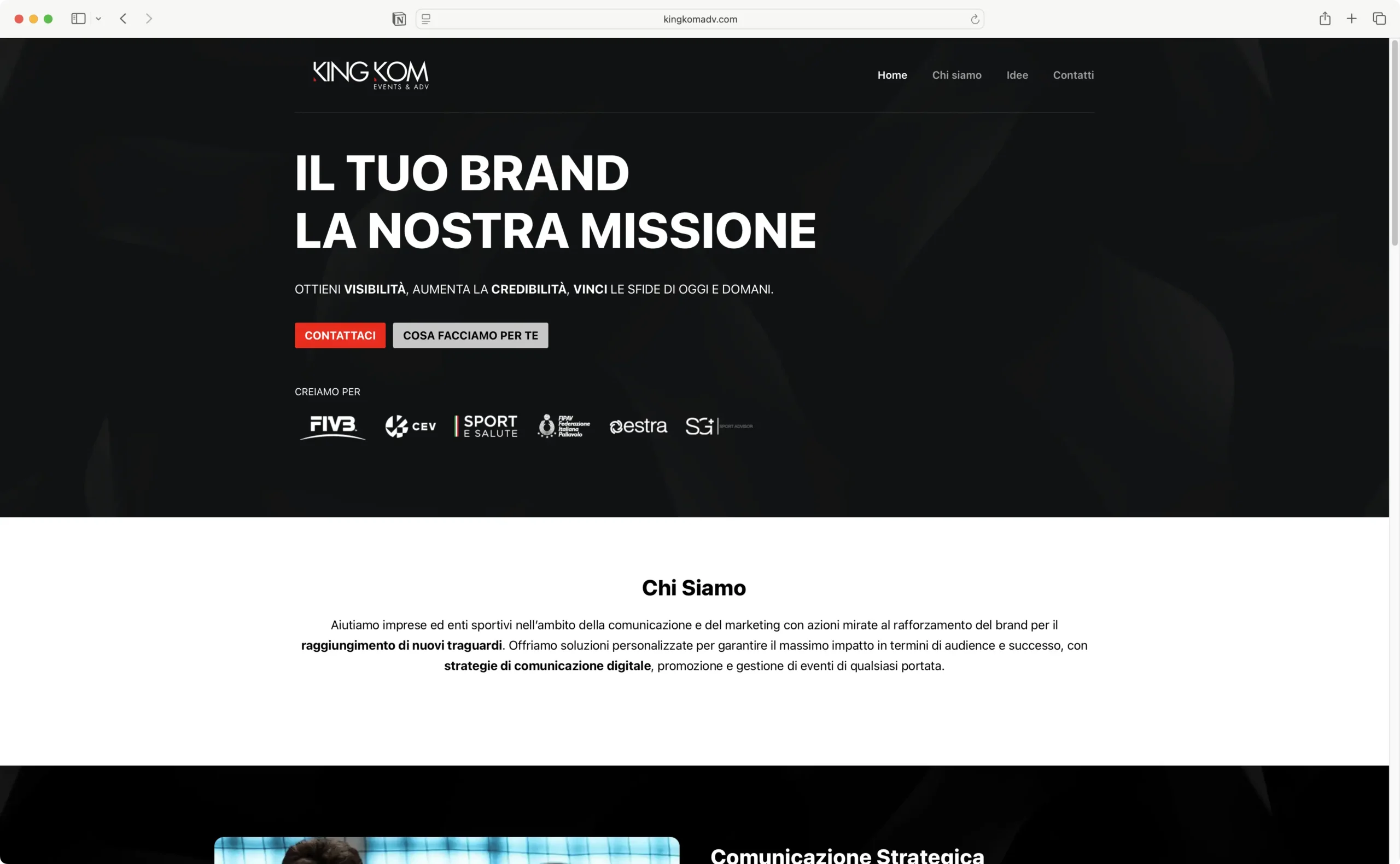 Screen della homepage del sito King Kom ADV