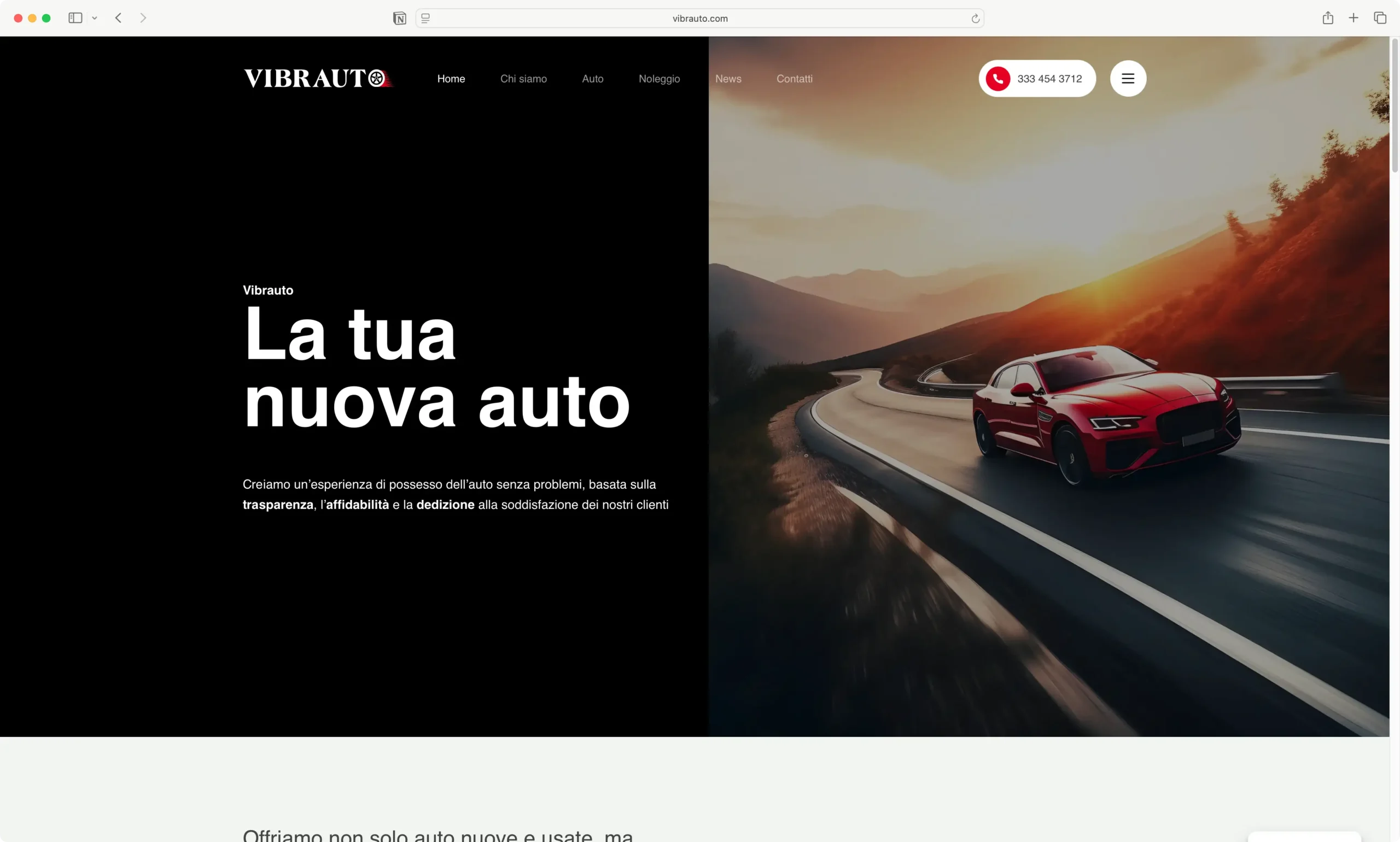 Homepage del sito Vibrauto
